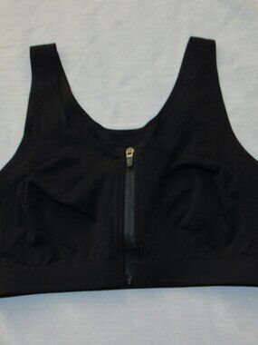 ZYIA ACTIVE Women's Sports Bra Zipper Front Black Gym Yoga Activewear M